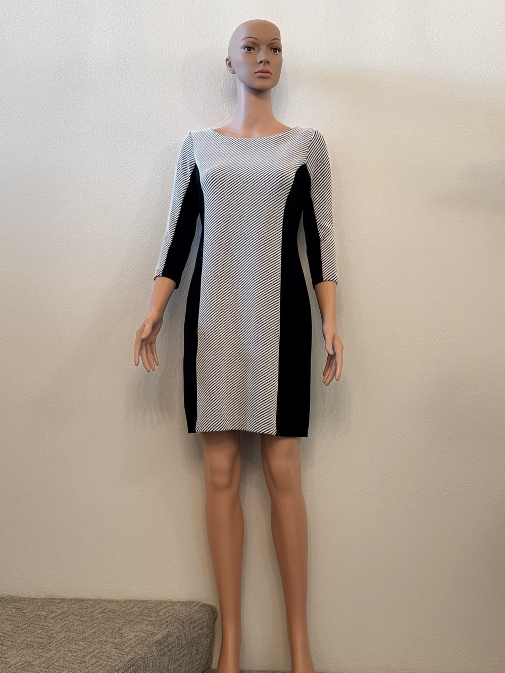 Banana Republic Black & White Diagonal Panel Midi Dress